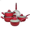 Ver imagem 1 de Jogo de Panelas Meridional Montenegro 5pcs Vermelho Alumínio Revest Cerâmico