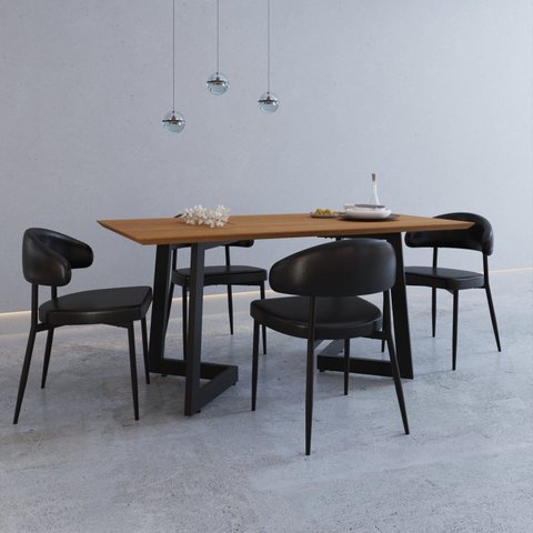 Conjunto para Cozinha com 4 Cadeiras Toronto Marrom/Preto/Mel