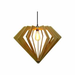 Lustre Pendente em Madeira - Stick Diamond - Marfim - 1