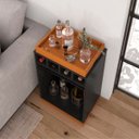 Ver imagem 2 de Aparador Bar Retrô Bandeja de Mdf Adega 4 Garrafas Astúrias:preto-cedro