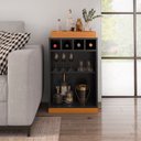 Ver imagem 6 de Aparador Bar Retrô Bandeja de Mdf Adega 4 Garrafas Astúrias:preto-cedro