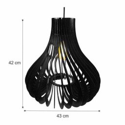 Lustre Pendente em Madeira - Stick Hook - Preto - 4