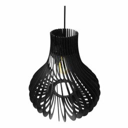 Lustre Pendente em Madeira - Stick Hook - Preto - 1
