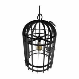 Lustre Pendente em Madeira - Bird Cage - Preto - 3