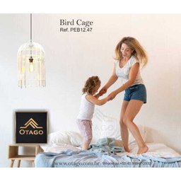 Lustre Pendente em Madeira - Bird Cage - Preto - 5