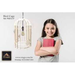 Lustre Pendente em Madeira - Bird Cage - Preto - 4