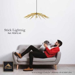 Lustre Pendente em Madeira - Stick Lightning - Preto - 4 Lustre Pendente em Madeira - Stick Lightning - Preto - 4