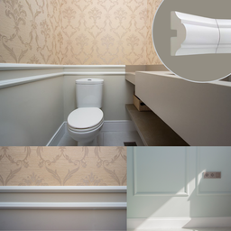 Rodameio Boiserie de Poliestireno Moldura Branco Roda Meio (4cm X 2 Metros) - 4