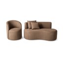 Ver imagem 2 de Conjunto 01 Poltrona + Sofá Curvo Orgânico Nature Gaia Suede Cappuccino - Montanaris Decor