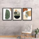 Ver imagem 1 de Kit 3 Quadros Modernos Boho Style 45x34cm:madeira Preta