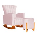 Ver imagem 1 de Kit Poltrona Balanço Melinda e Puff Jade Suede Rosa Bebê- Fm