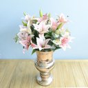 Ver imagem 4 de Flores artificiais Arranjo de Lírio Rosa no Vaso Rose Gold|Linha permanente Formosinha