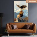 Ver imagem 1 de Quadro Decorativo Águia e o Leão na Montanha Sala Quarto Casa Escritório