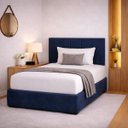 Ver imagem 1 de Kit Cabeceira Cama Box Solteiro Kit 5un Placas Adesivo 60x20:azul Marinho