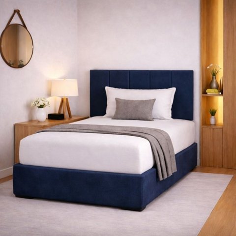 Kit Cabeceira Cama Box Solteiro Kit 5un Placas Adesivo 60x20:azul Marinho