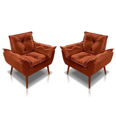 Kit 02 Poltrona Opala Decorativa Suede