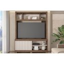 Ver imagem 1 de Rack Bancada C/ Painel P/ Tv até 65 Pol Cinne Ripado Pés 160x203cm Nogueira San Remo/off White -