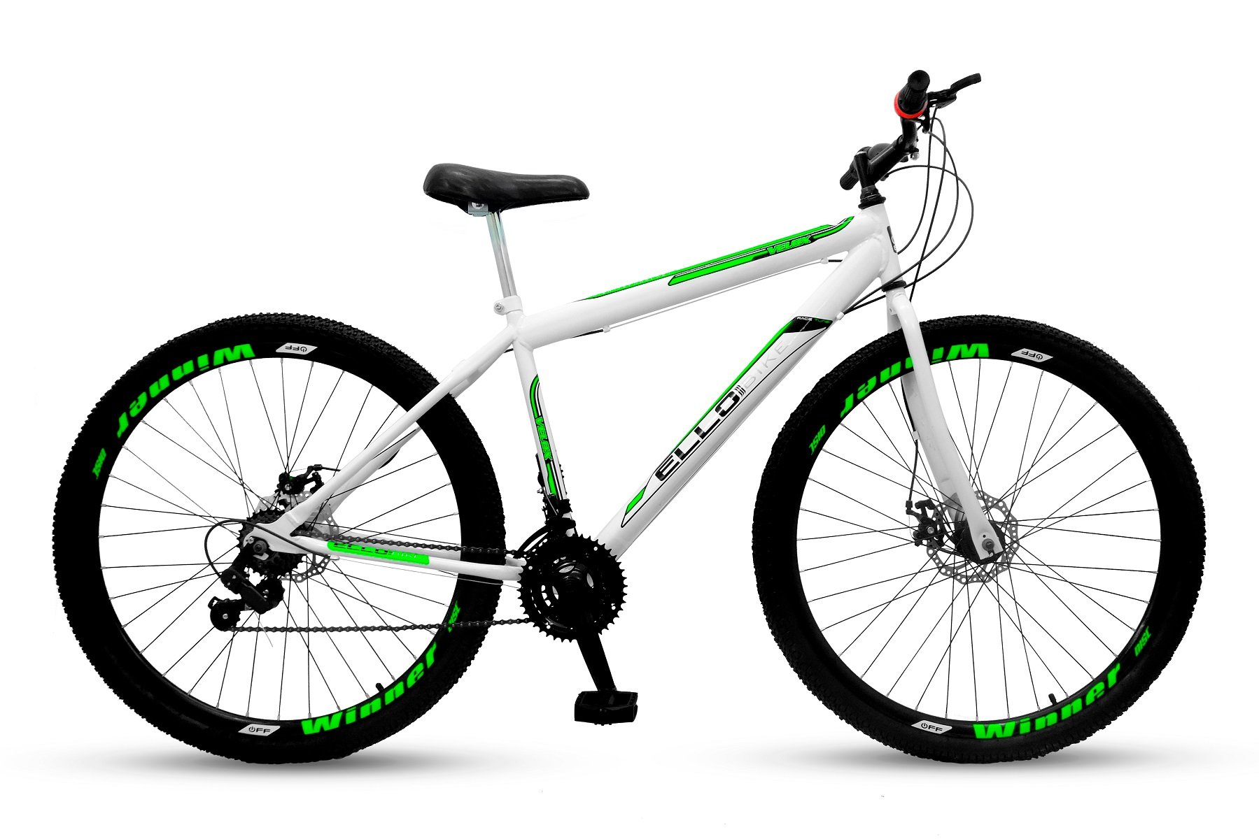 Bicicleta Aro 29 Freio à Disco 21M. Velox Branca/Verde - Ello Bike - 1