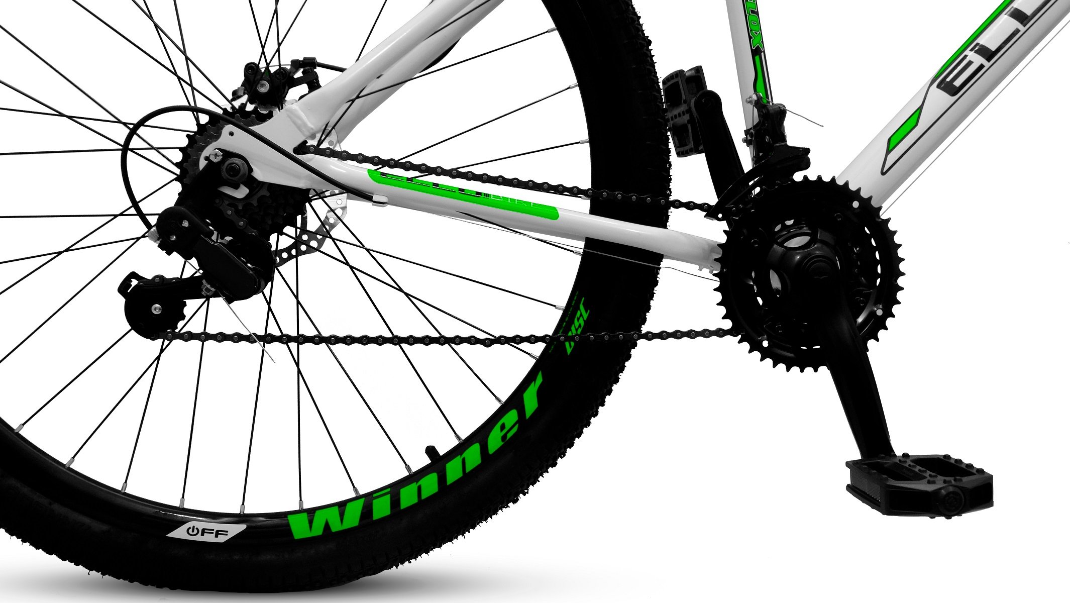 Bicicleta Aro 29 Freio à Disco 21M. Velox Branca/Verde - Ello Bike - 3