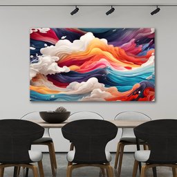 Quadro Decorativo Ondas para Sala de Estar Quarto Grande Moderno em Canvas - 4