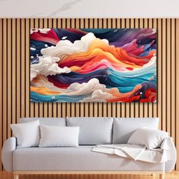 Quadro Decorativo Ondas para Sala de Estar Quarto Grande Moderno em Canvas - 3