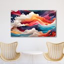 Ver imagem 1 de Quadro Decorativo Ondas para Sala de Estar Quarto Grande Moderno em Canvas