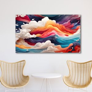 Quadro Decorativo Ondas para Sala de Estar Quarto Grande Moderno em Canvas