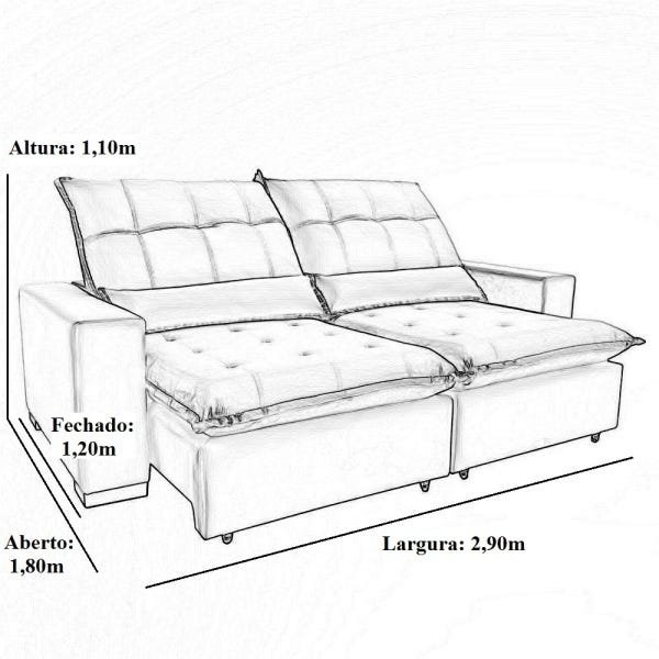 Sofá 5 Lugares Reclinável e Assento Retrátil 2,90M Veludo Ravena Verde Viva Sofás MadeiraMadeira