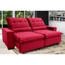 Sofá 4 Lugares Reclinável e Assento Retrátil 2,50M Veludo Ravena Vermelho Viva Sofás - 3