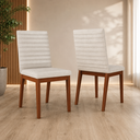 Ver imagem 1 de Conjunto 2 Cadeiras Henn Elena para Mesa de Jantar Estofadas em Suede com Pés em Madeira Maciça