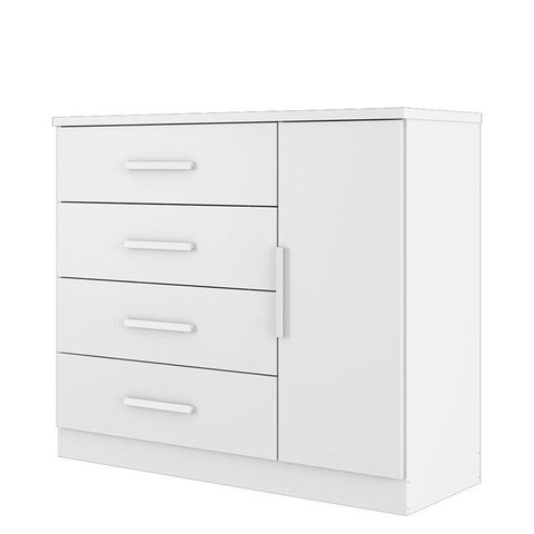 Cômoda Gênova 1 Porta e 4 Gavetas Branco Absoluto - Zanzini Móveis