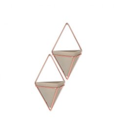 Trigg - Conjunto com 2 vasinhos de parede Concreto/Cobre - Umbra - 2