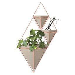 Trigg - Conjunto com 2 vasinhos de parede Concreto/Cobre - Umbra - 3
