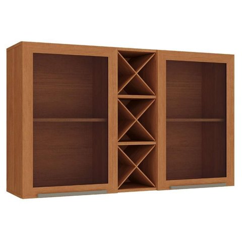 Armário Aéreo 120 Cm Favorita 2 Portas de Vidro Cinamomo Fosco - Zanzini
