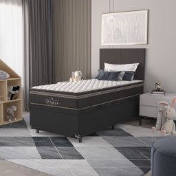 Cama Box Baú Solteiro + Colchão Paris Molas Ensacadas Pocket - 66x88x188cm - Couro - 6