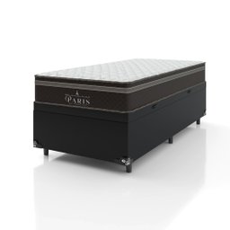 Cama Box Baú Solteiro + Colchão Paris Molas Ensacadas Pocket - 66x88x188cm - Couro - 4