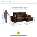 Ver imagem 4 de Sofa Retratil e Reclinavel Montreal 250cm 3 Lugares Kc Rei de Casa Veludo Marrom