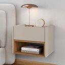 Ver imagem 2 de Conjunto de Mesa Cabeceira Quarto Florença Suspensa 1 Gaveta Off White/cedro