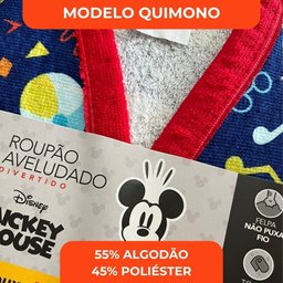 Roupão Aveludado Lepper Estampado Personagens Infantil Mickey G - 6