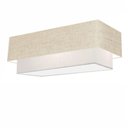 Ver imagem 1 de Plafon Duplo Retangular Vivare Md-3044 Cúpula em Tecido Bivolt Rustico-bege-branco 127/220v