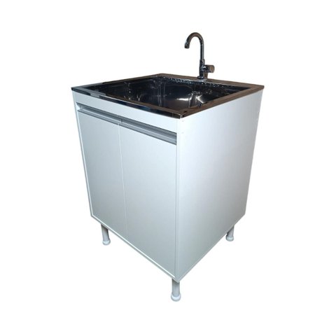 Gabinete Mdf com Tanque Inox 46 Litros com Furação para Torneira