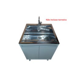 Gabinete Mdf com Tanque Inox 46 Litros com Furação para Torneira - 3
