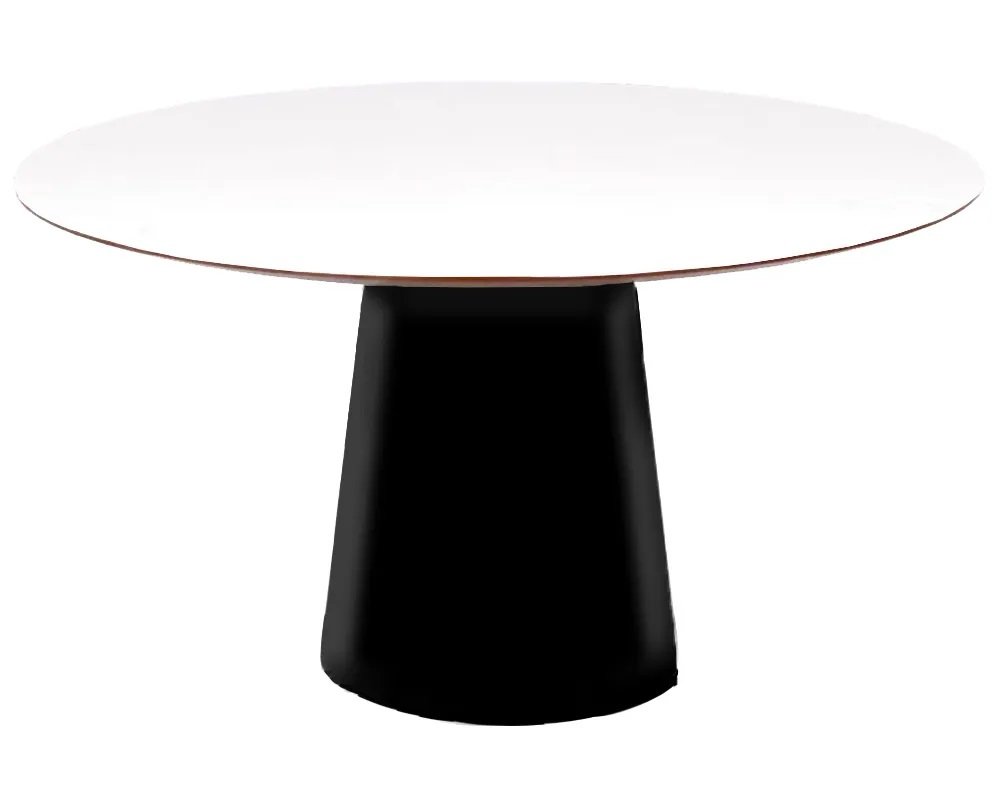 Mesa De Jantar Cone Redonda Em Fibra Com Base Preta E Tampo De Madeira ...