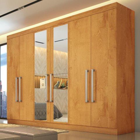 Guarda Roupa Alba 6 Portas Espelho 100% Mdf - Mademarcs