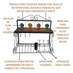 Paneleiro 55cm + Argola Porta Guardanapos / Escorredor de Pratos:flor de Madeira - 3