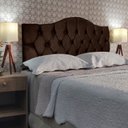 Ver imagem 1 de Cabeceira Cama Casal Botões Provençal Marrom Suede Painel 60cm Altura Rbl