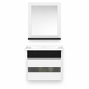 Ver imagem 1 de Kit Banheiro Gabinete 45cm com Cuba Mármore Sintético e Espelheira MDF:Branco/Preto