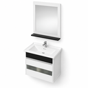 Ver imagem 7 de Kit Banheiro Gabinete 45cm com Cuba Mármore Sintético e Espelheira MDF:Branco/Preto