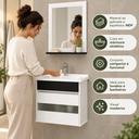 Ver imagem 4 de Kit Banheiro Gabinete 45cm com Cuba Mármore Sintético e Espelheira MDF:Branco/Preto