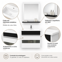 Ver imagem 3 de Kit Banheiro Gabinete 45cm com Cuba Mármore Sintético e Espelheira MDF:Branco/Preto